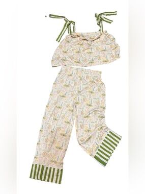 ELBY Tini jammies Flowy Pajama loungewear Set with Sweetheart Neckline novelty